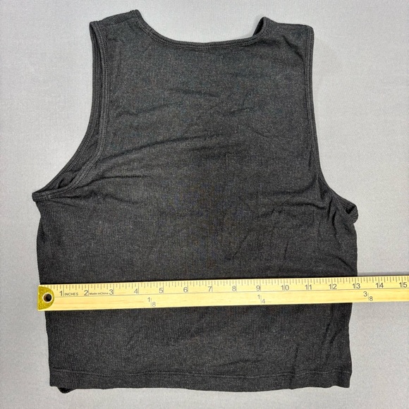 Vuori Tank Top Womens Small Cove High Neck Heather Black Performance Stretch Gym - Picture 7 of 8